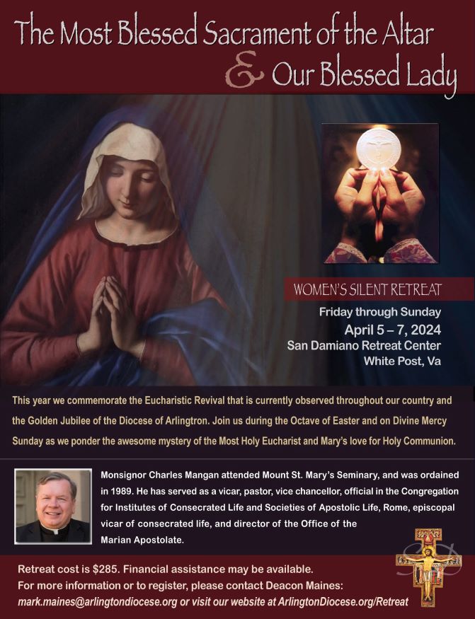 Mary and the Eucharist Retreat flyer